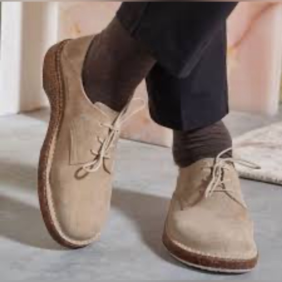 Beige Suede Women's Oxford Shoes - Picture 1 of 10